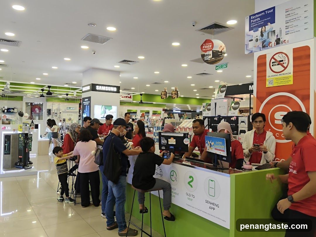 Electronics Store Interior with Customers