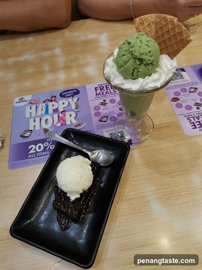 Ice cream dessert with promotional flyers
