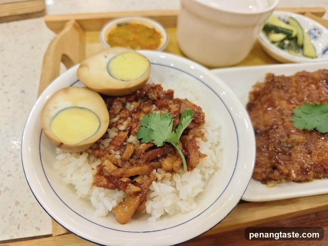 Braised Pork Rice with Pickled Egg and Fried Meat