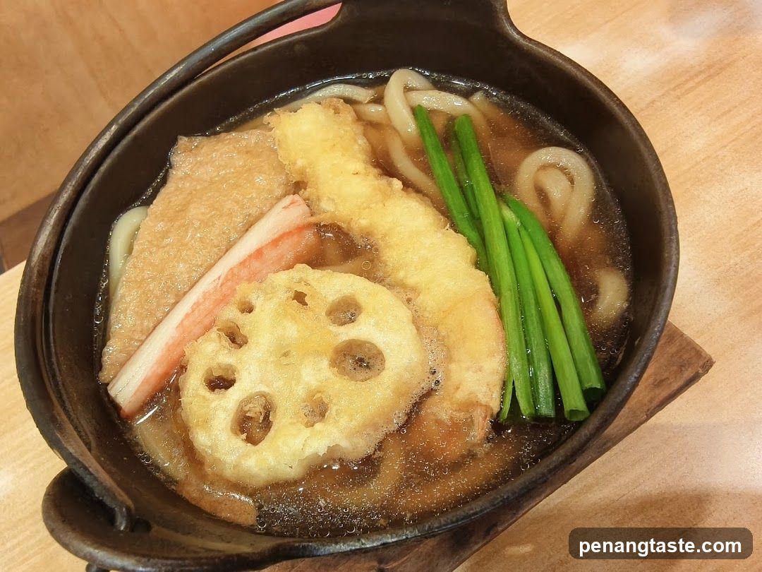 Udon Noodle Bowl with Tempura and Vegetables