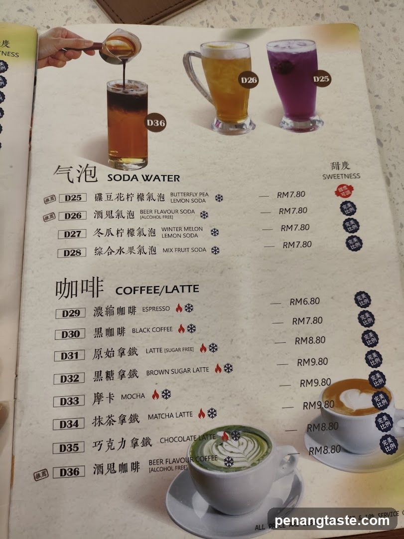 Soda Water and Coffee/Latte Menu