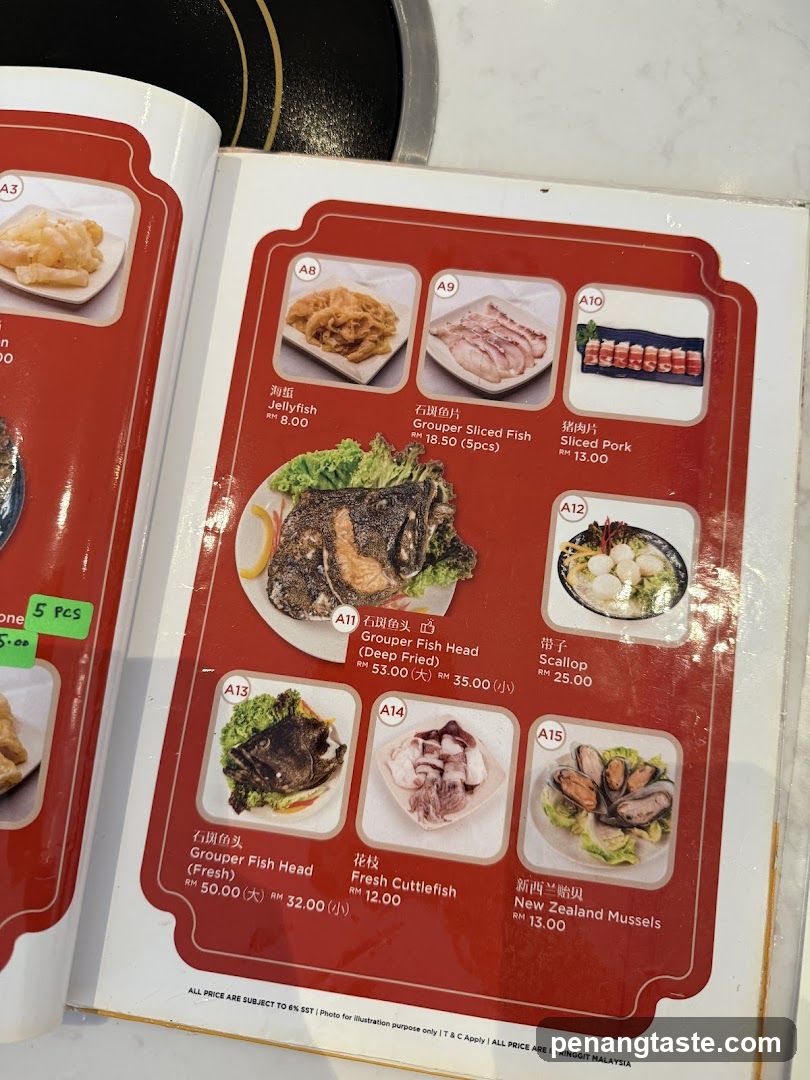 Seafood Menu Page