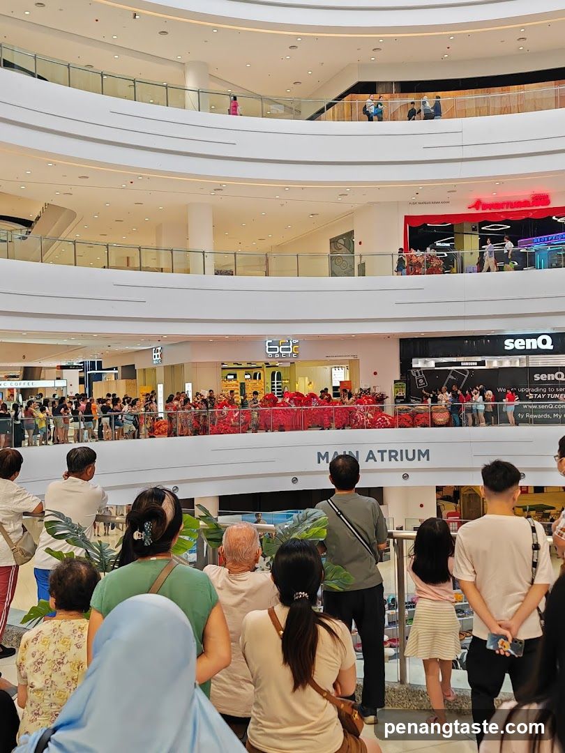 Crowd watching event in mall atrium