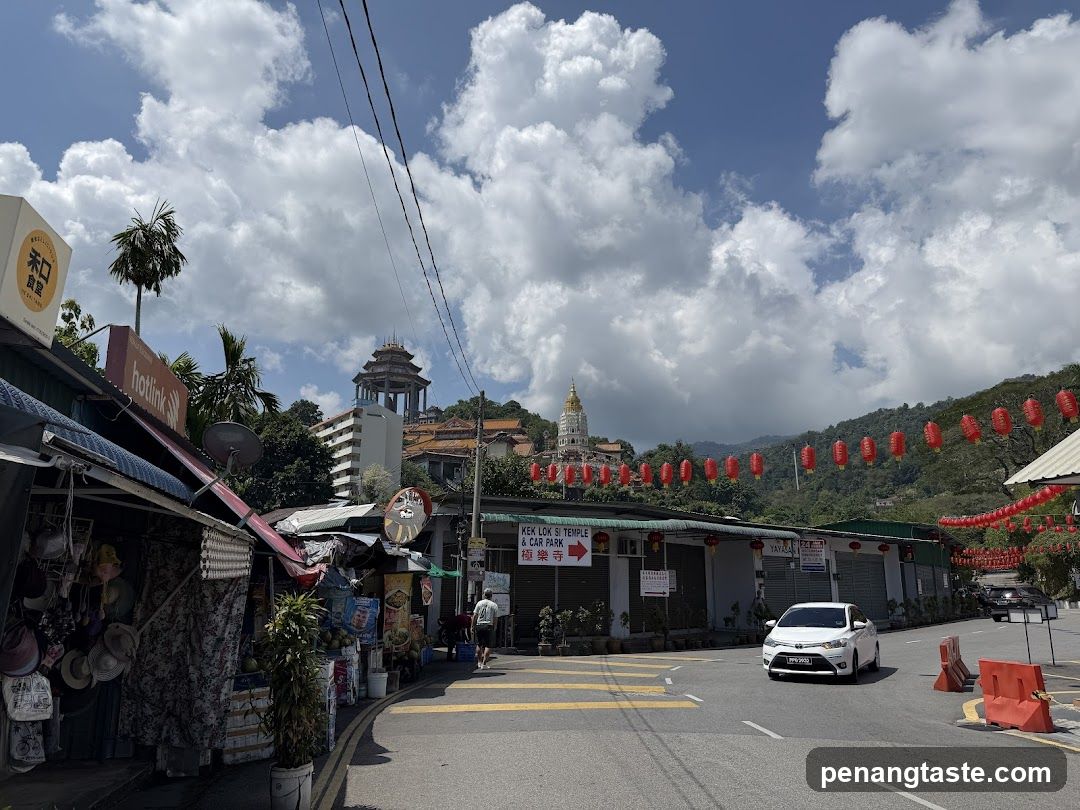 Street Scene with Temple and Shops