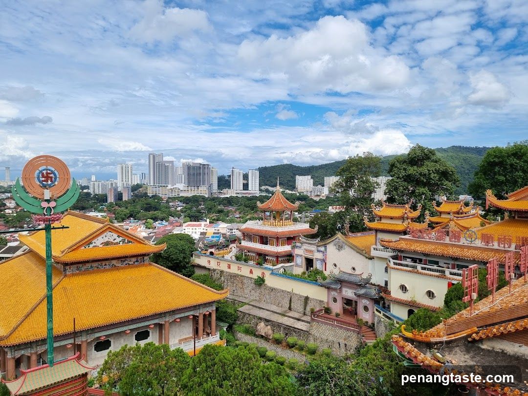 Temple View with City Skyline