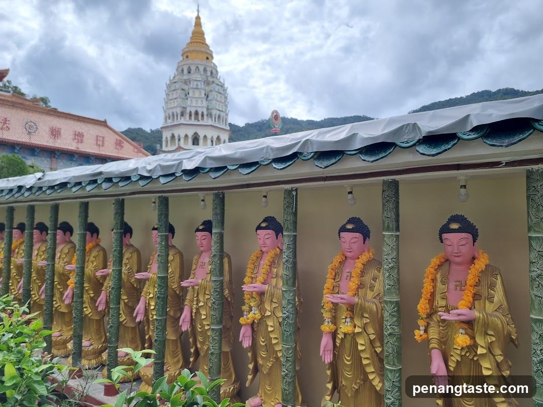 Buddha Statues with Flower Garlands