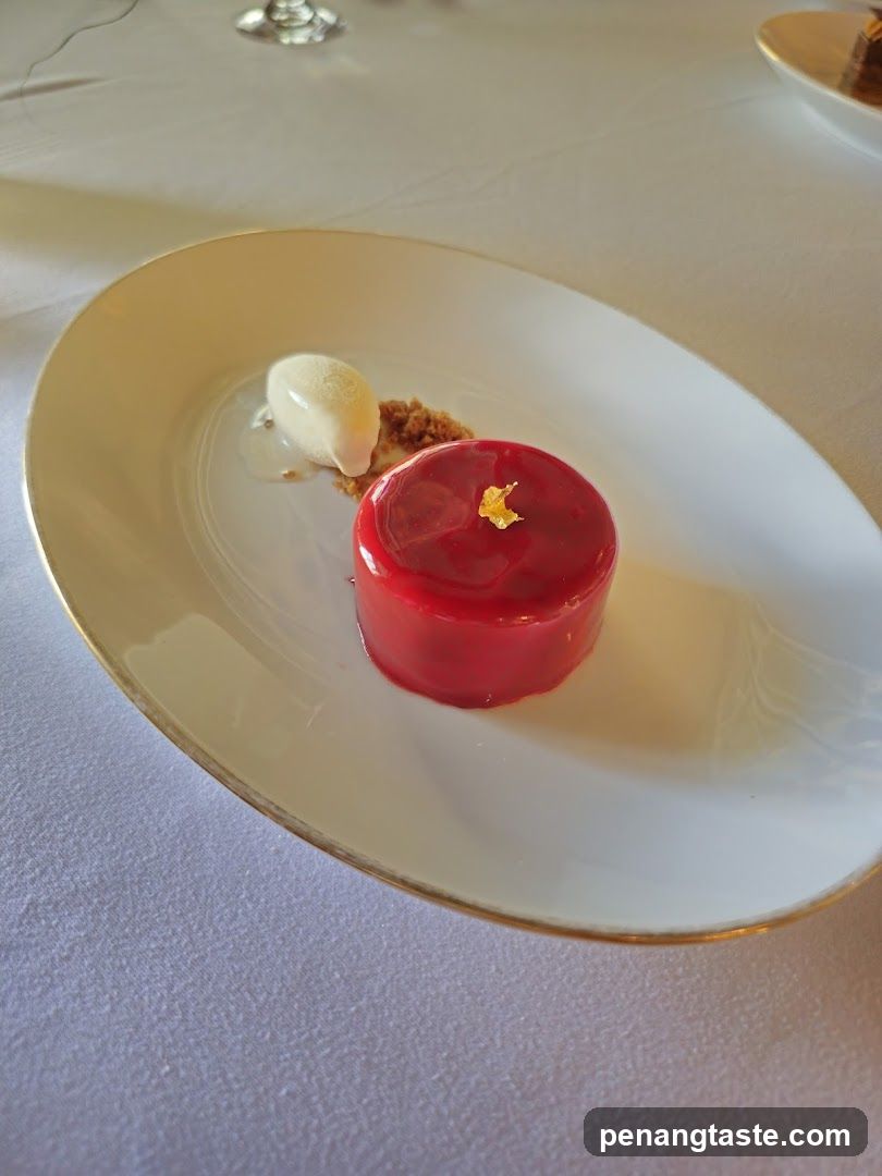 Red Mousse Dessert with Gold Leaf