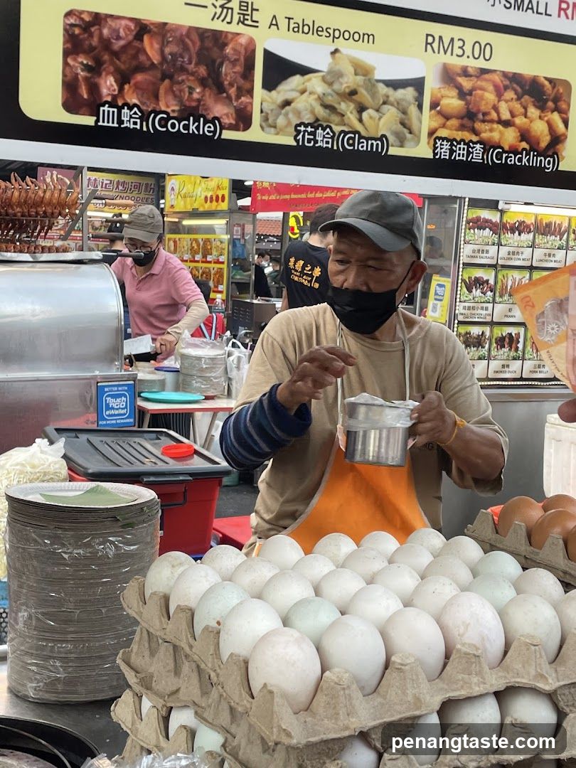 Street Food Stall with Eggs and Menu Board