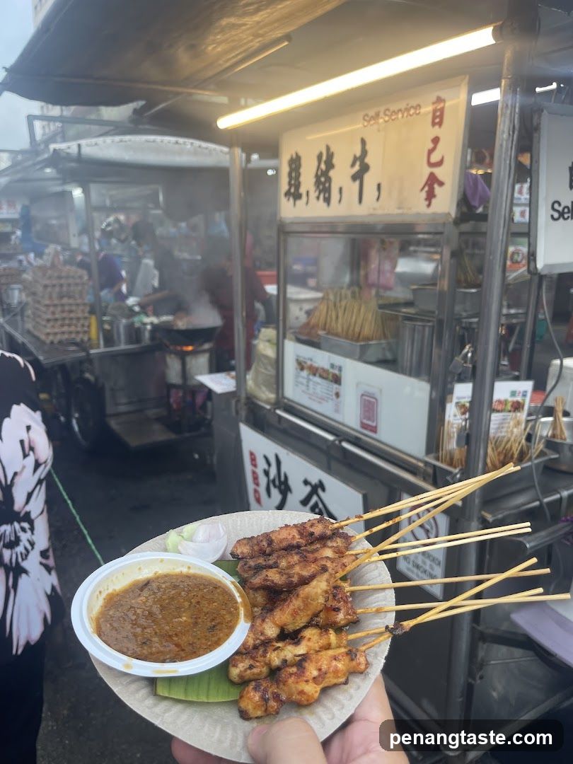 Street Food Stall with Satay Skewers
