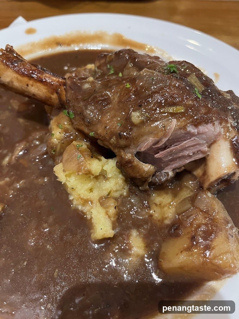 Roasted Lamb Shank with Mashed Potatoes and Gravy