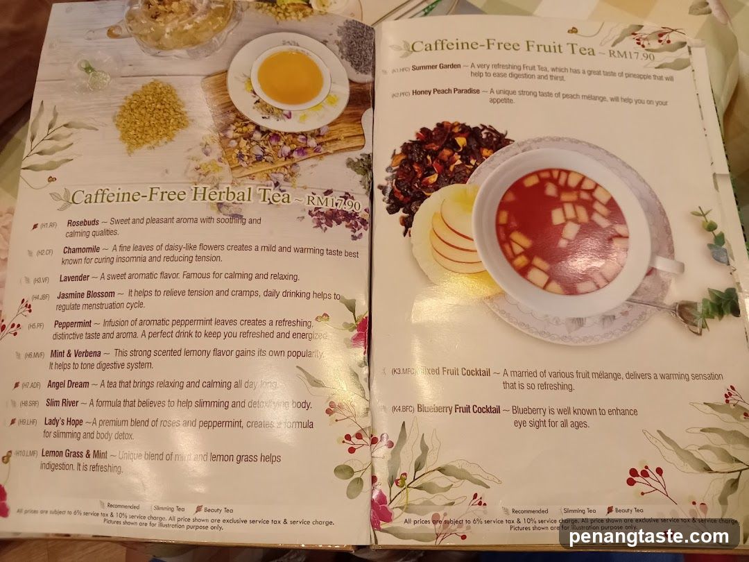 Caffeine-Free Tea Menu