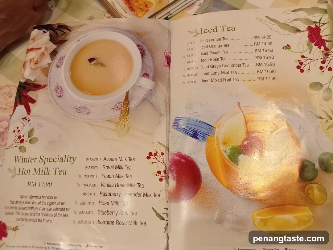 Iced Tea & Hot Milk Tea Menu