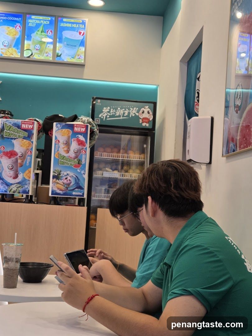 Customers in a bubble tea shop