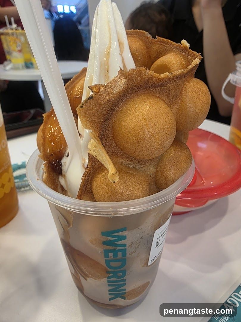 Bubble Waffle Dessert with Ice Cream