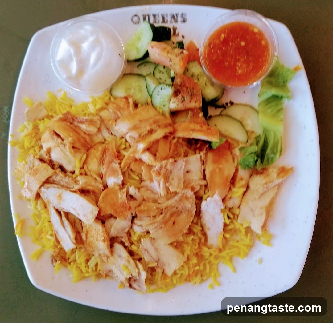 Chicken and Rice Plate with Sauces