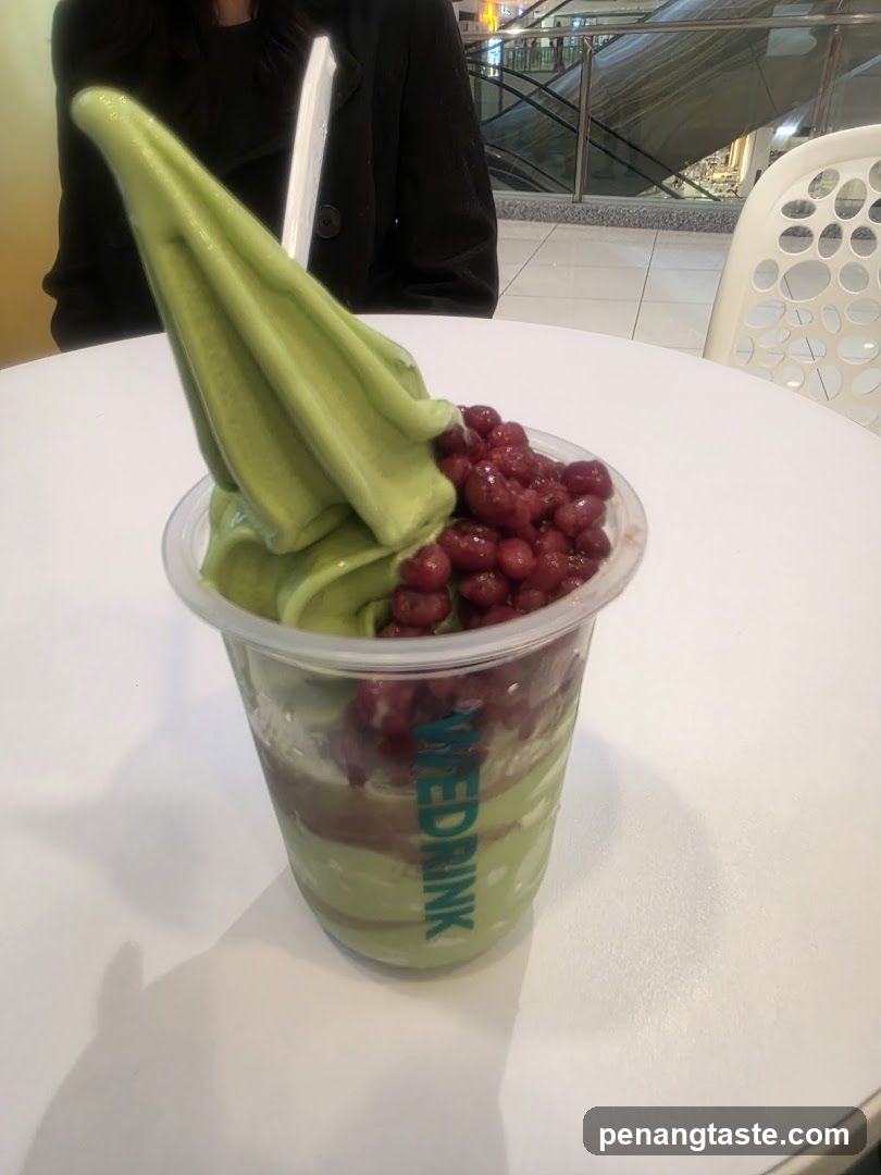 Matcha Soft Serve with Red Beans