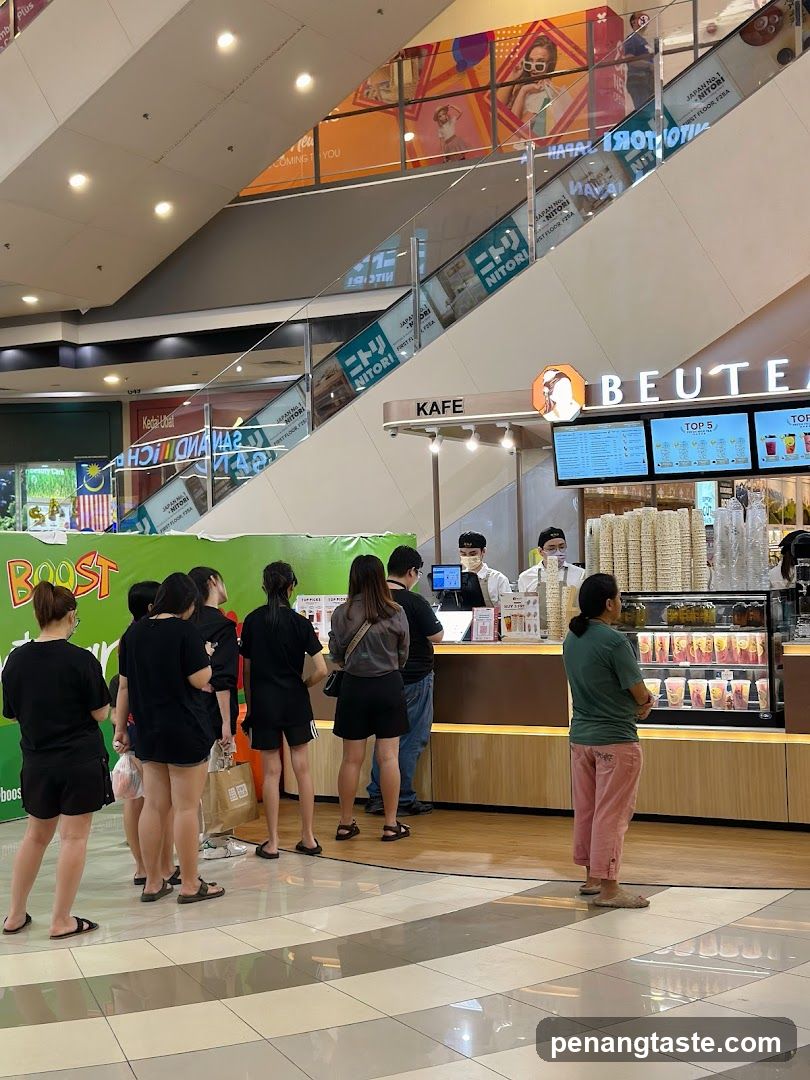 Queue at a kiosk in a mall