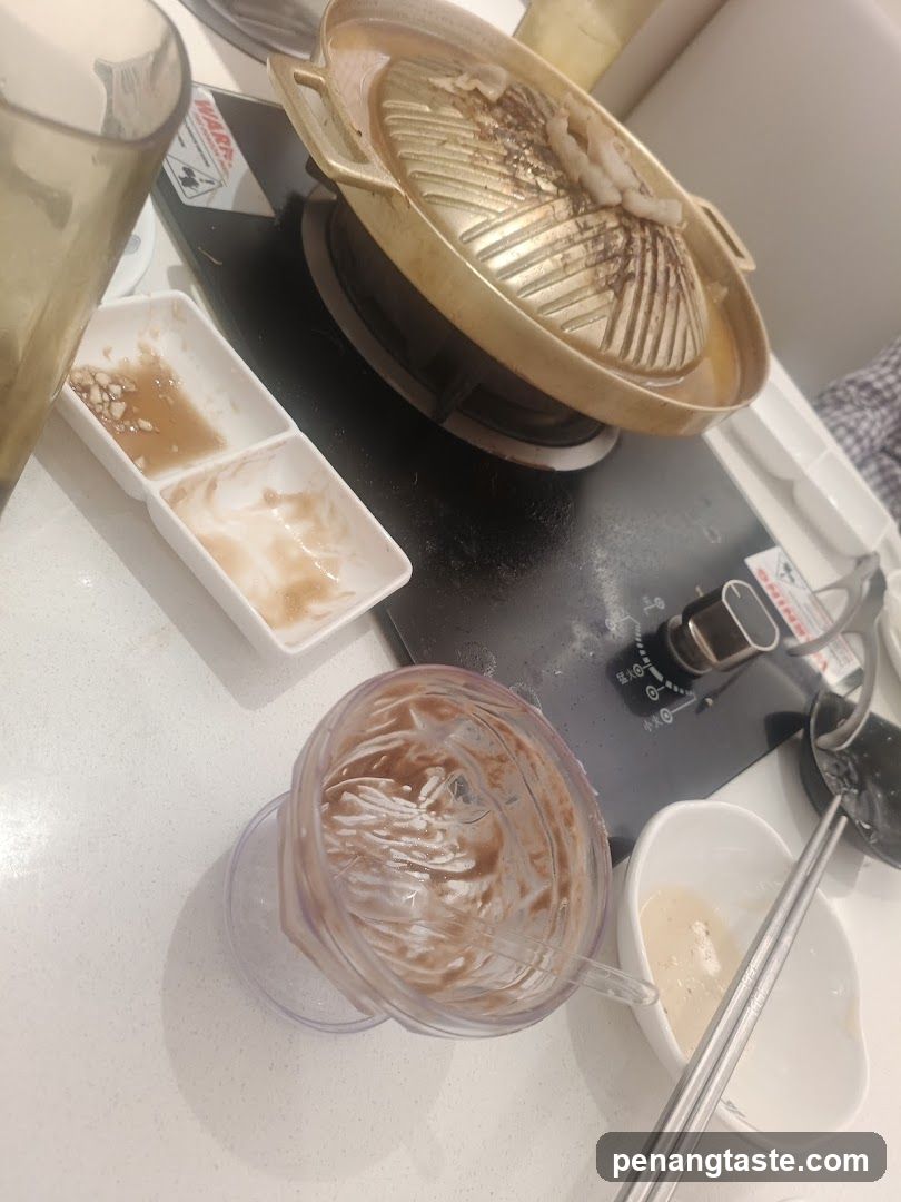 Table with remnants of a meal