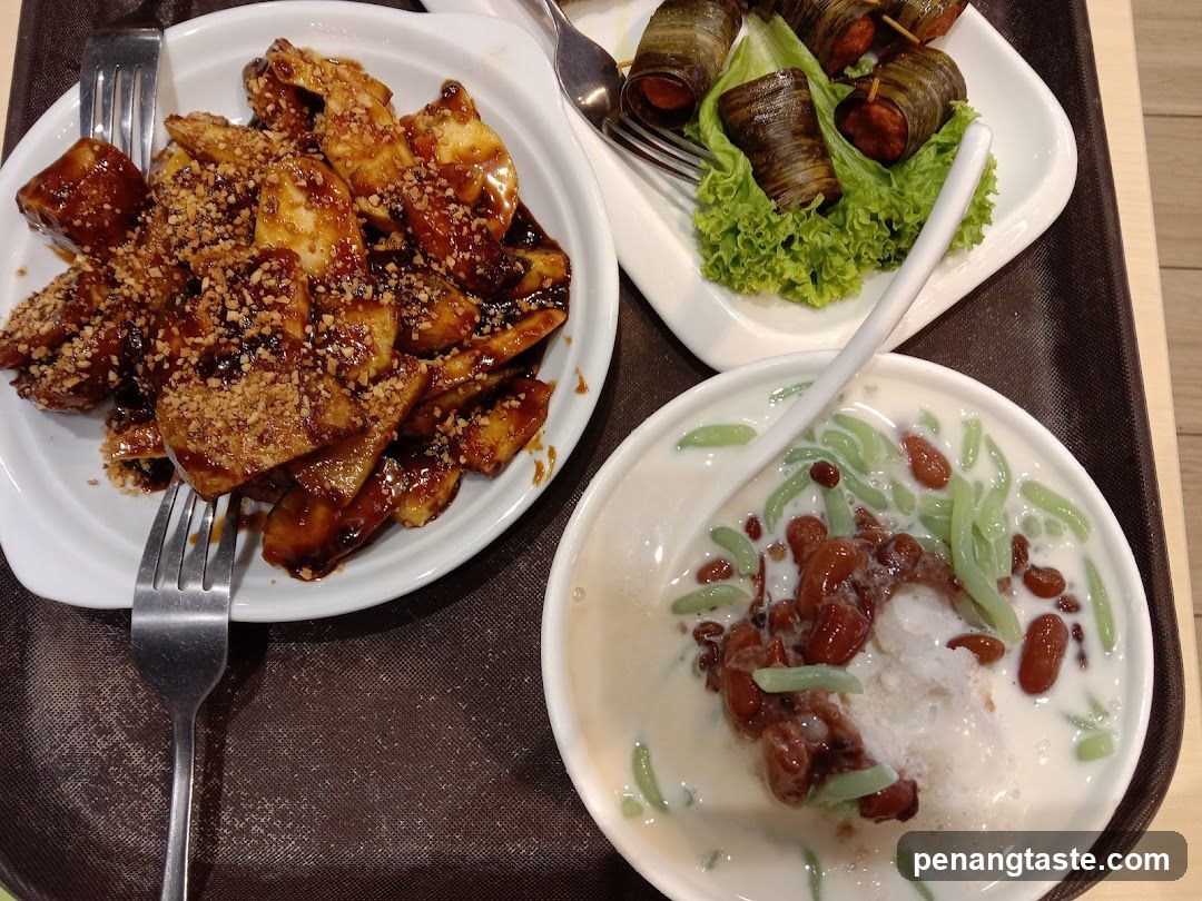 Food Tray with Desserts and Main Dishes