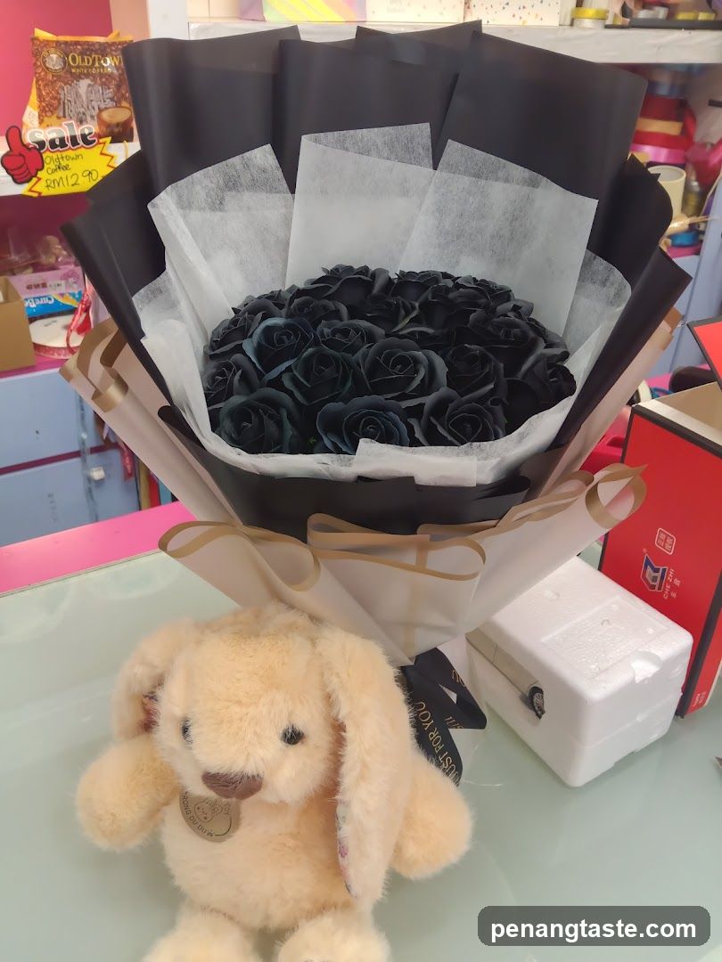 Black Roses and Stuffed Bunny