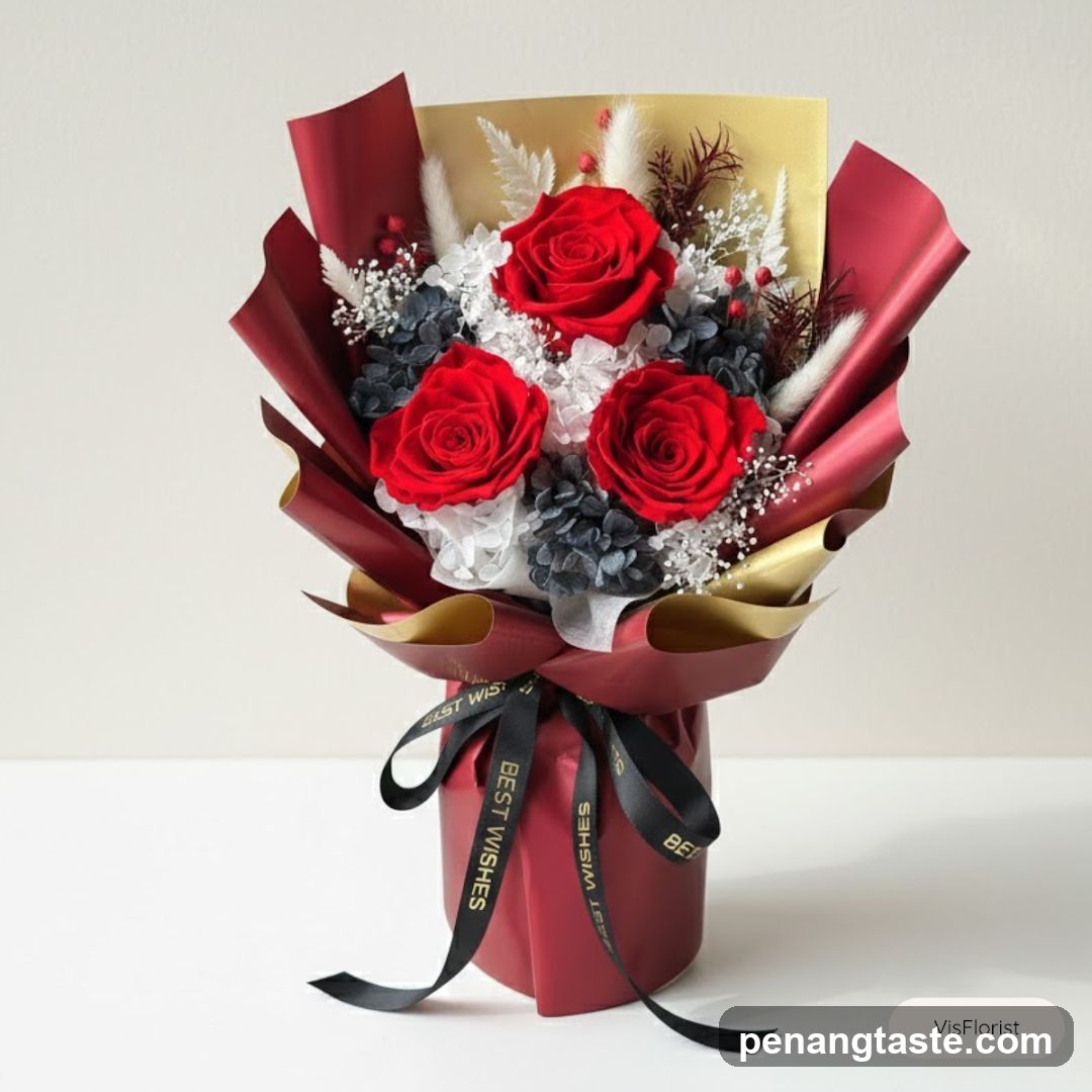 Red Rose Bouquet with Hydrangeas and Ribbon