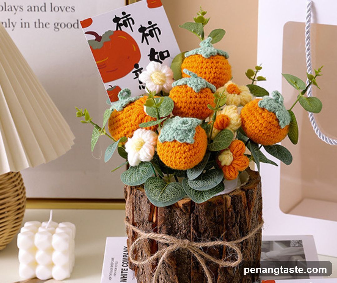 Crocheted Orange Flower Arrangement