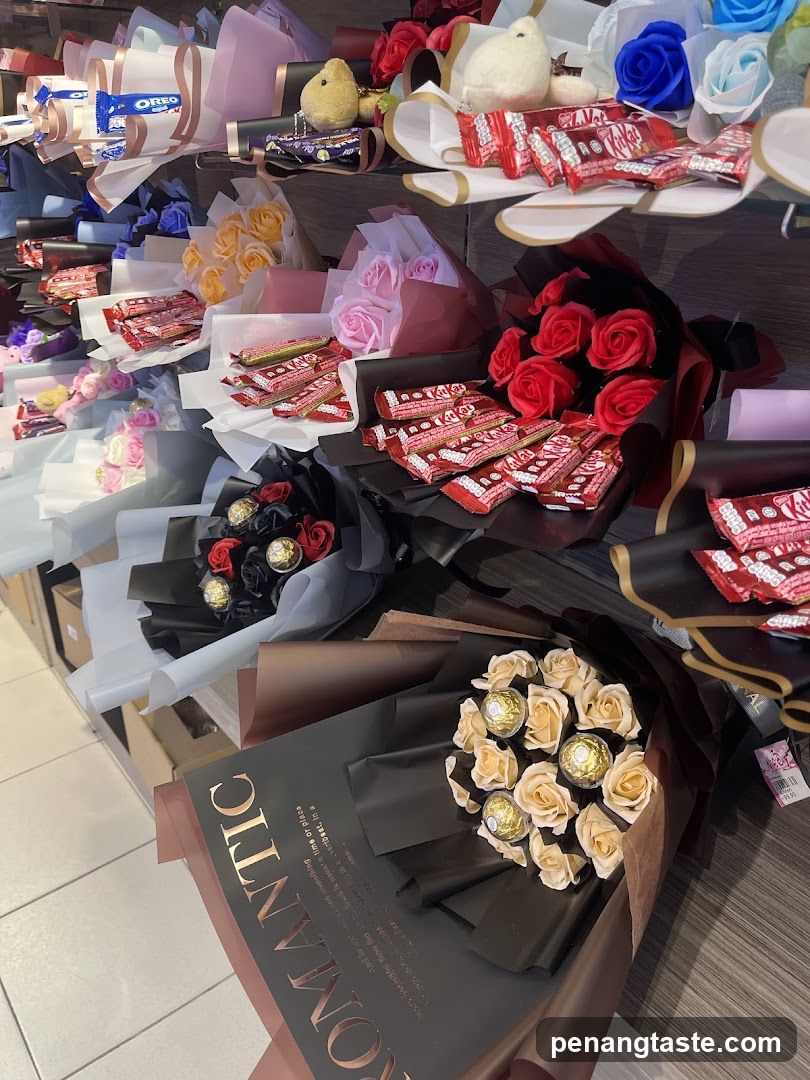 Chocolate and Flower Bouquets Display