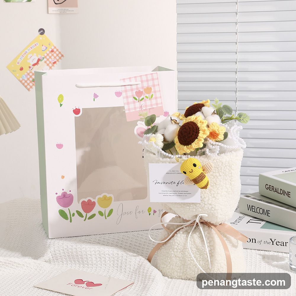 Flower Gift Box with Crochet Decorations