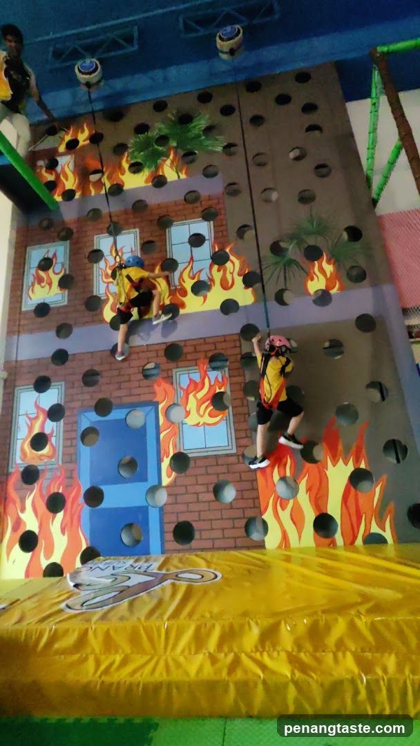 Indoor Climbing Wall with Fire Theme