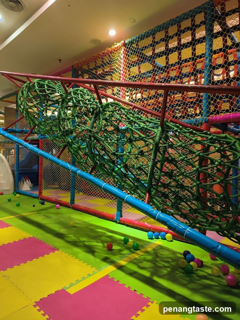 Indoor Play Area with Rope Climbing Structure