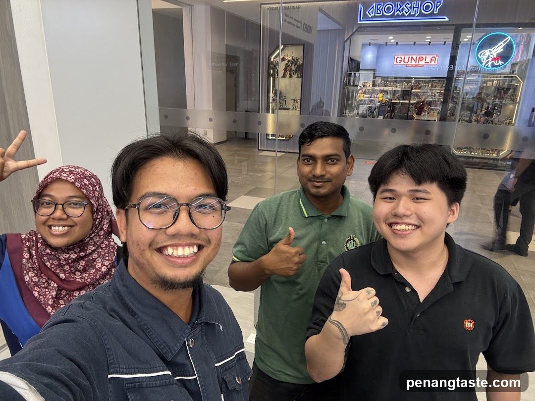 Group selfie in mall