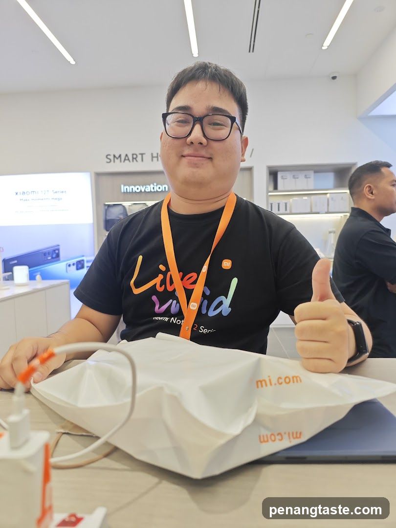 Person in Xiaomi Store Interior