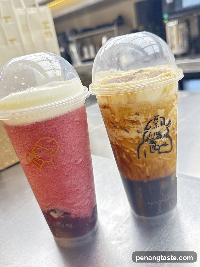 Beverages on a counter