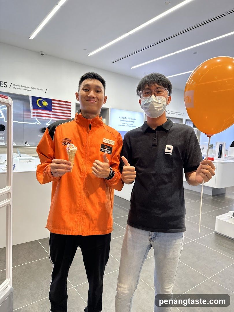 Two men in a store interior