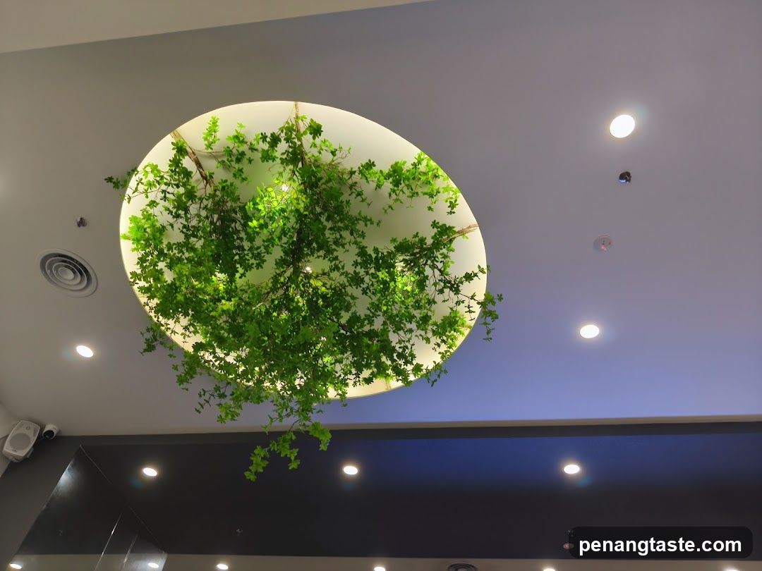 Indoor Ceiling with Hanging Greenery