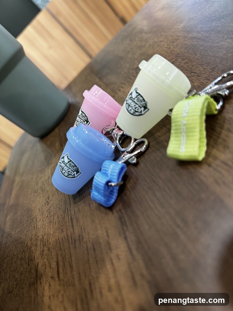 Coffee Cup Keychains on Table