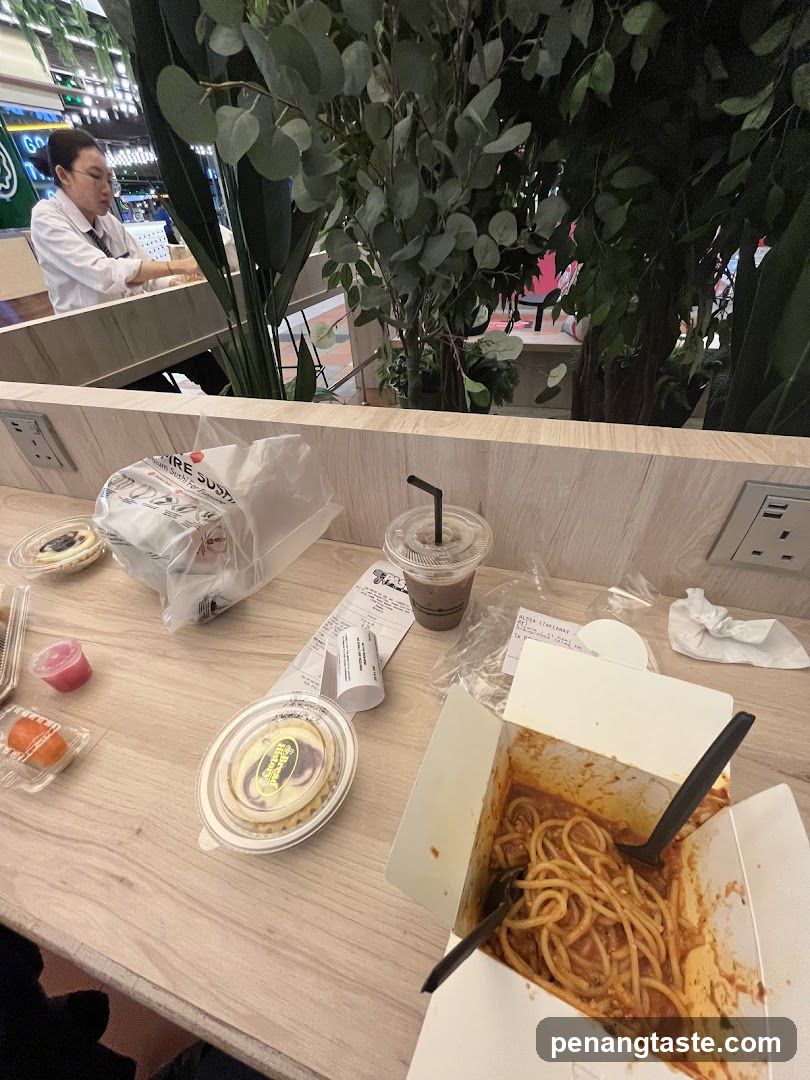 Food Table with Takeout Items