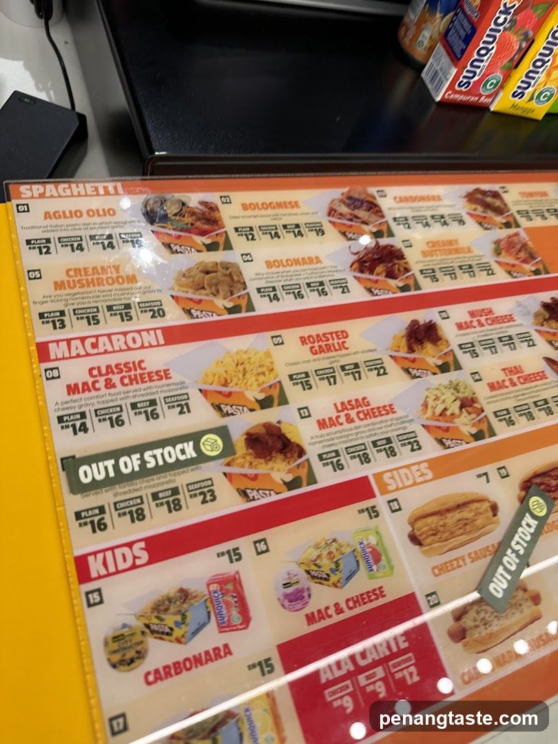 Spaghetti Menu Board