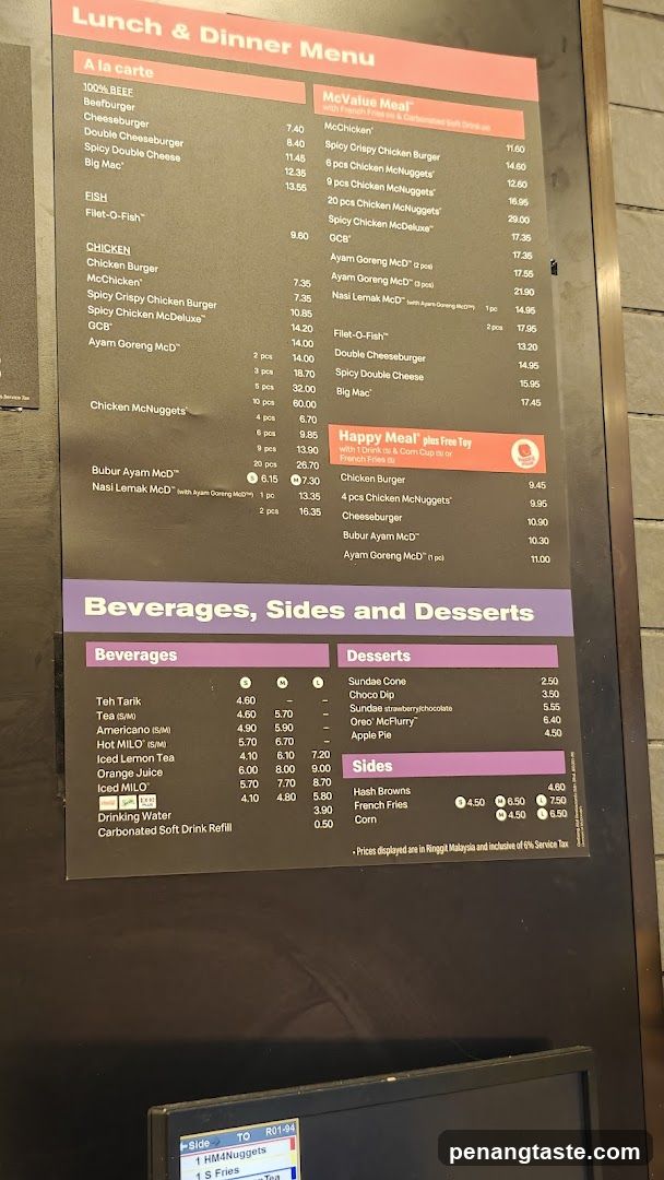 Lunch & Dinner Menu Board