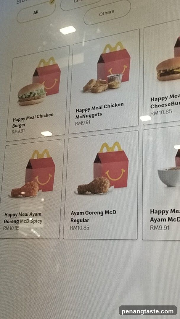 McDonald's Happy Meal Menu Display