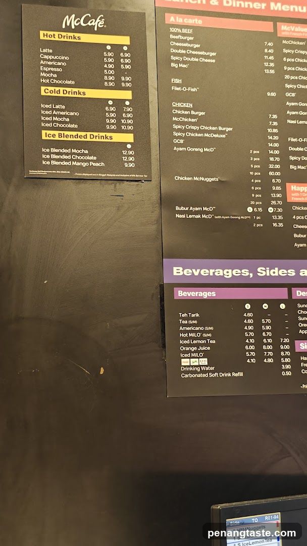 McCafe Menu Board