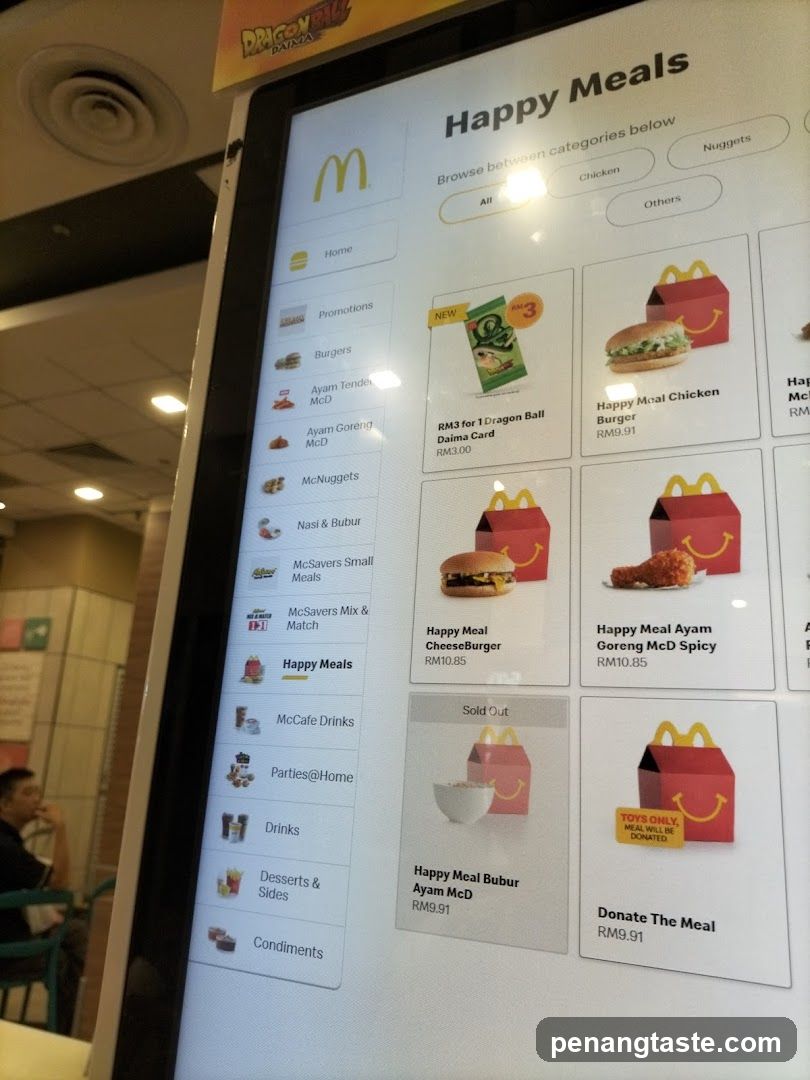 McDonald's Happy Meals Menu Display
