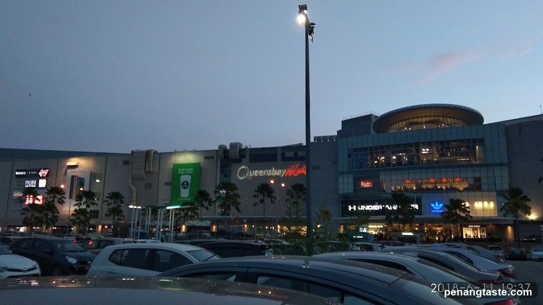 Queensbay Mall Exterior at Dusk