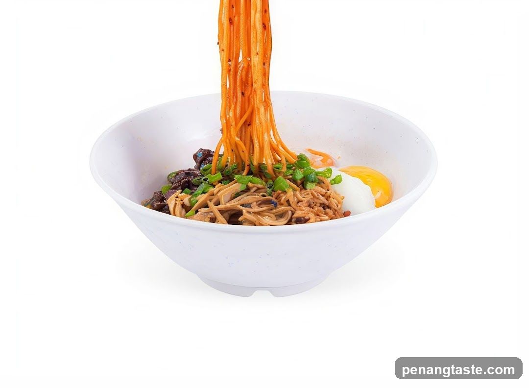 Bowl of Noodles with Egg and Green Onions