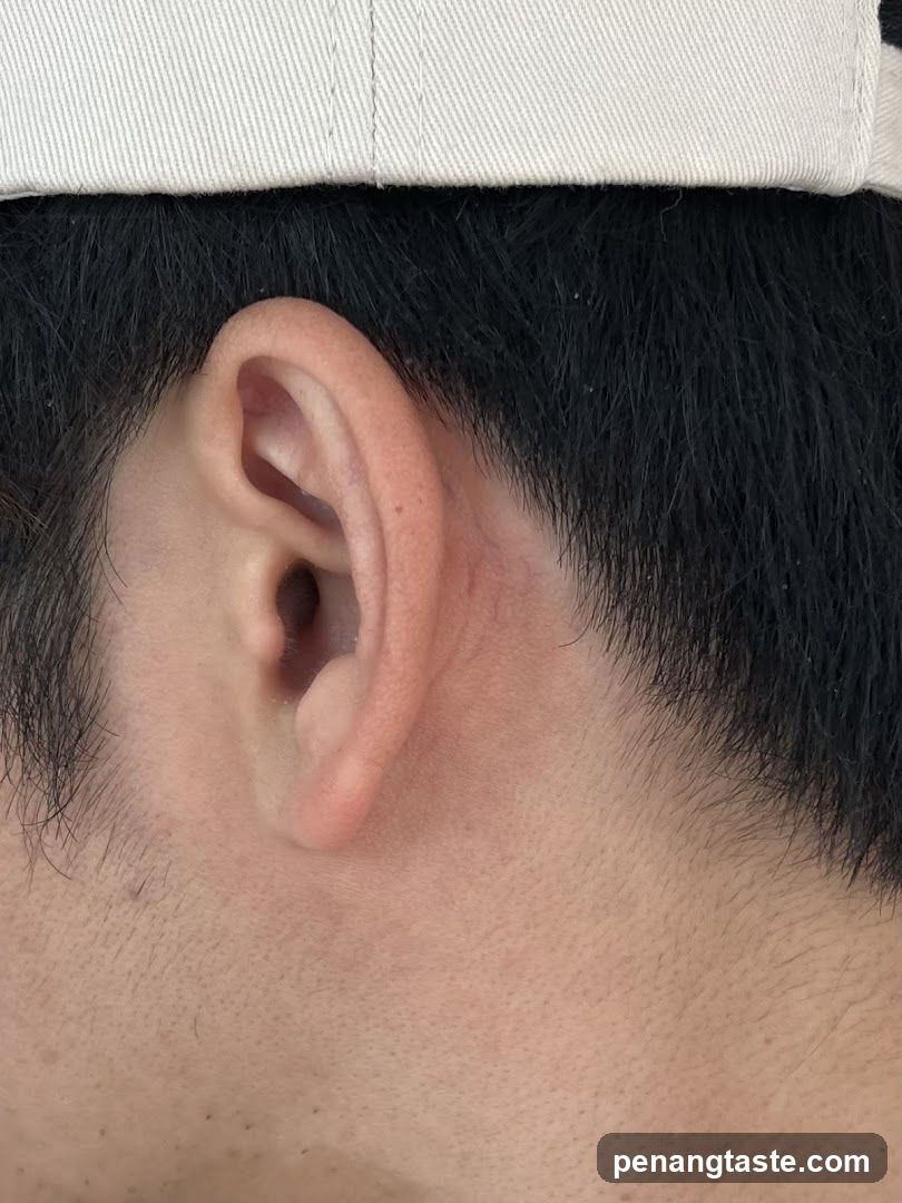 Side view of a person's ear