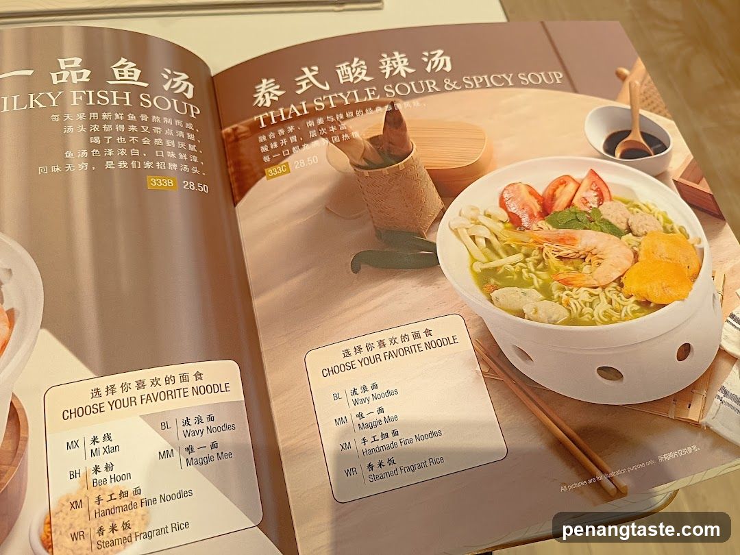 Thai Style Sour & Spicy Soup Menu Page