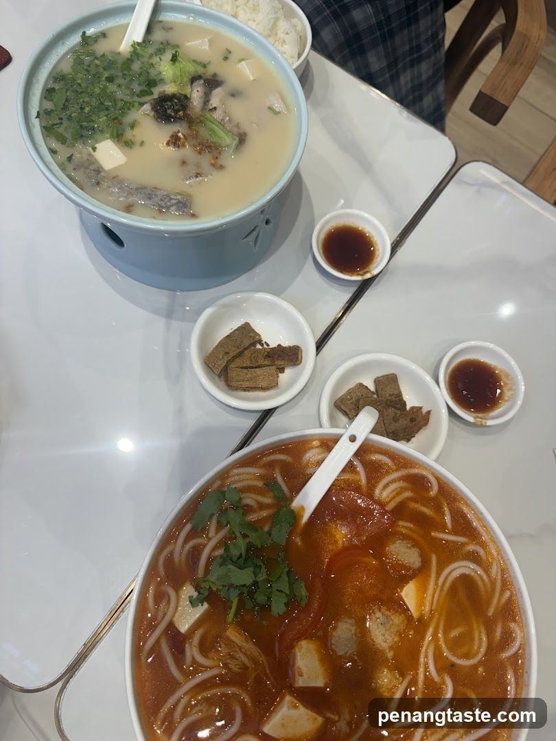 Dining Table with Noodle Bowls and Side Dishes