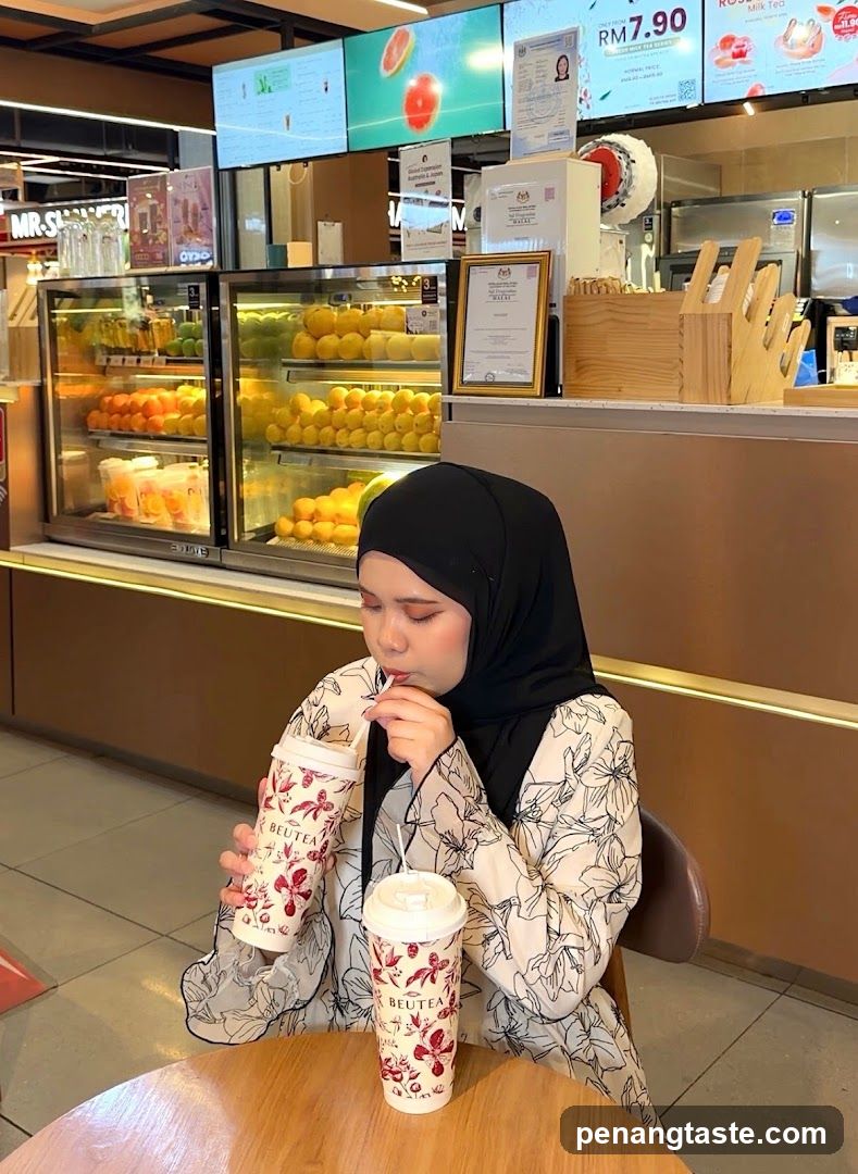 Customer at Juice Bar