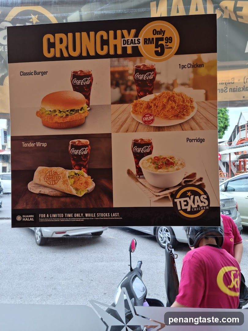 Texas Chicken Crunchy Deals Menu Board