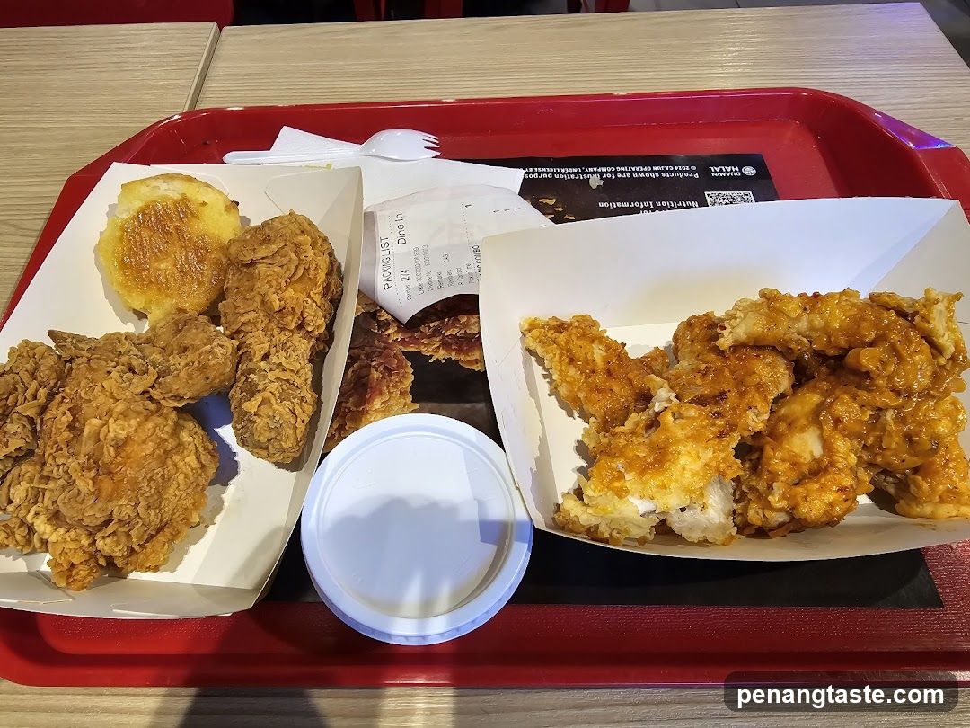 Fried Chicken Meal on Red Tray